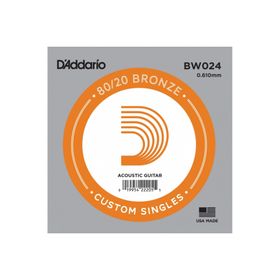 D'addario BW024 80/20 Bronze Wound 024 Sol Akustik Tek Tel