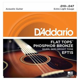 D'addario EFT15 Flat Extra Light 010 Zımparalı Akustik Tel Set