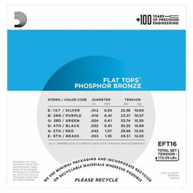 D'addario EFT16 Flat Light 012 Zımparalı Akustik Tel Set