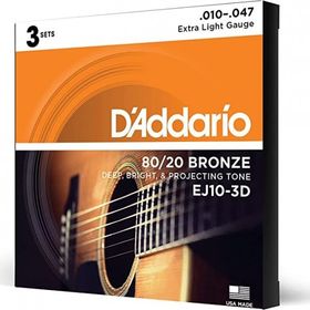 D'addario Ej10-3D 3'lu Paket Bronz Akustik Gitar Tel Seti