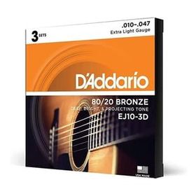 D'addario Ej10-3D 3'lu Paket Bronz Akustik Gitar Tel Seti