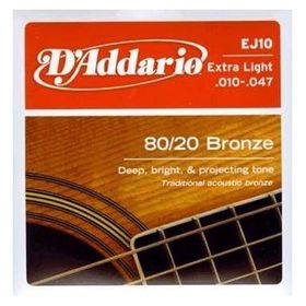 D'addario EJ10 Extra Light 010 Akustik Tel Set