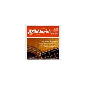 D'addario EJ10 Extra Light 010 Akustik Tel Set