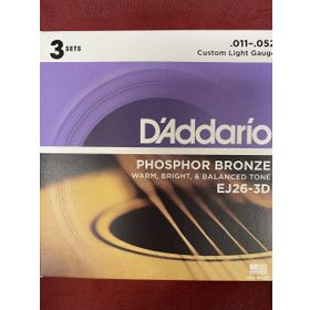 D'addario EJ26-3D 3'lü Paket Phosphor-Bronz Akustik Gitar Tel Seti