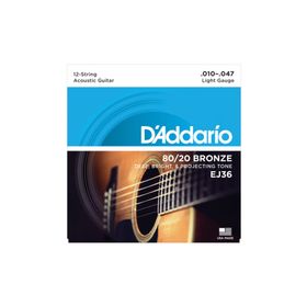 D'addario EJ36 12 String Light 10 Akustik Tel Set