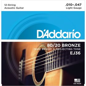 D'addario EJ36 12 String Light 10 Akustik Tel Set