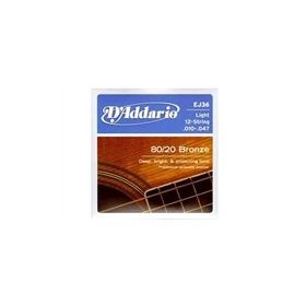 D'addario EJ36 12 String Light 10 Akustik Tel Set