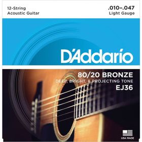 D'addario EJ36 12 String Light 10 Akustik Tel Set
