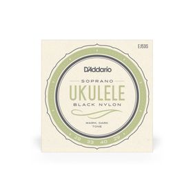 D'addario EJ53S Soprano Black Nylon Ukulele Tel Seti