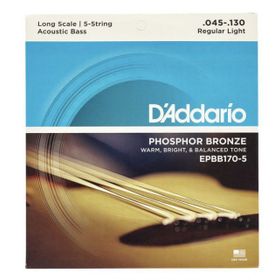 D'addario EPBB170-5 Long Scale 45-130 PH Akustik Bas Gitar Tel Seti