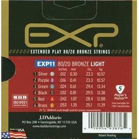 D'addario EXP11 Extra Light 012 Coated Akustik Tel Set