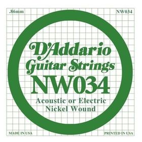D'addario NW034 Single Nikel Wound Akustik Tel