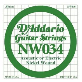 D'addario NW034 Single Nikel Wound Akustik Tel