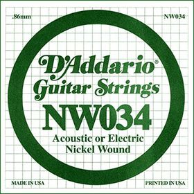 D'addario NW034 Single Nikel Wound Akustik Tel