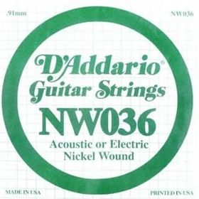 D'addario NW036 La Akustik Tel Nikel Wound Elektro Akustik Tel
