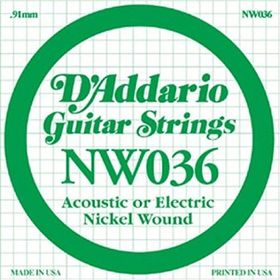 D'addario NW036 La Akustik Tel Nikel Wound Elektro Akustik Tel