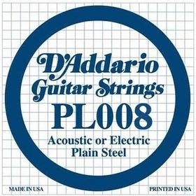D'addario PL008 Plain Steel Elektro Tek Tel