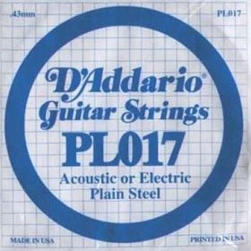 D'addario PL017 Plain Steel 017 Elektro Tek Tel