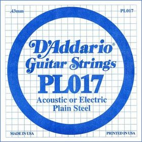 D'addario PL017 Plain Steel 017 Elektro Tek Tel