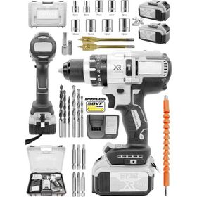 Daflong Brushless 58 V 5 Ah Çelik Şanzıman 10 Pilli Çift Akülü Darbeli Beyaz Şarjlı Matkap