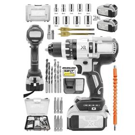 Daflong Brushless 58 V 5 Ah Çelik Şanzıman 10 Pilli Çift Akülü Darbeli Mavi Şarjlı Matkap