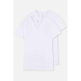 Dagi D5030 Compact 2'li Beyaz V Yaka Pamuklu Erkek T-shirt