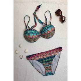 Dagi Straplez Destekli Push-up Desenli Bikini Takımı