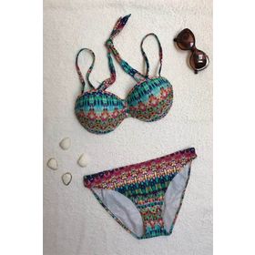 Dagi Straplez Destekli Push-up Desenli Bikini Takımı