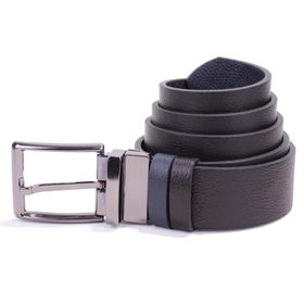 Dagoster DMK26-465DG Siyah Lacivert Çift Taraflı Hakiki Deri Erkek Kemer