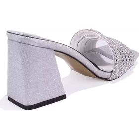Dagoster DZA07-1284108 Gümüş Topuklu Abiye Kadın Terlik