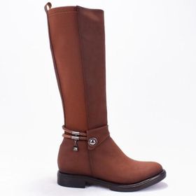 Dagoster DZA07-43621911 Taba Günlük Streçli Düz Topuk Kadın Çizme
