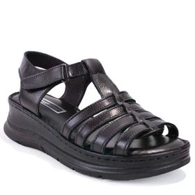 Dagoster DZA07-600016 Siyah Ortopedik Deri Kadın Sandalet