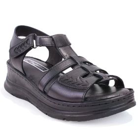 Dagoster DZA07-600110 Siyah Ortopedik Deri Kadın Sandalet