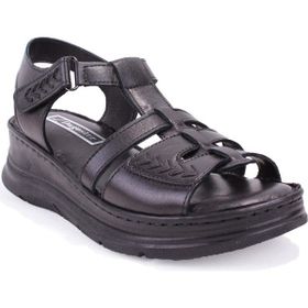 Dagoster DZA07-600110 Siyah Ortopedik Deri Kadın Sandalet