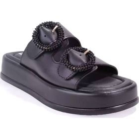 Dagoster DZA07-890784 Siyah Ortopedik Günlük Taşlı Kadın Terlik