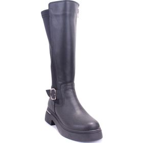 Dagoster DZA07-8963320 Siyah Günlük Streçli Düz Topuk Kadın Çizme