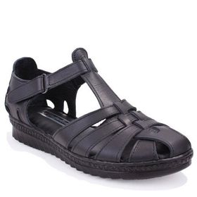 Dagoster DZA07-997A88 Siyah Ortopedik Deri Kadın Sandalet
