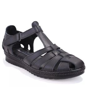 Dagoster DZA07-997A88 Siyah Ortopedik Deri Kadın Sandalet