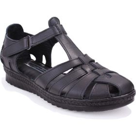 Dagoster DZA07-997A88 Siyah Ortopedik Deri Kadın Sandalet