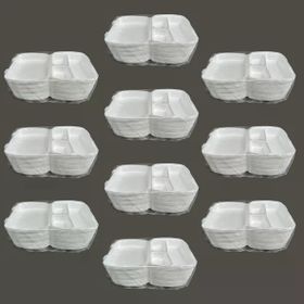 Dagyuce 23 A 20x24 cm 10x20 Adet Tek Kullanımlık Köpuk 3 Bölmeli Kapaklı Kase Kutu
