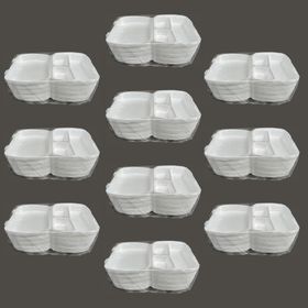 Dagyuce 23 A 20x24 cm 10x20 Adet Tek Kullanımlık Köpuk 3 Bölmeli Kapaklı Kase Kutu
