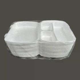 Dagyuce 23 A 20x24 cm 20 Adet Tek Kullanımlık Köpuk 3 Bölmeli Kapaklı Kase Kutu