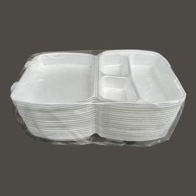 Dagyuce 23 A 20x24 cm 20 Adet Tek Kullanımlık Köpuk 3 Bölmeli Kapaklı Kase Kutu