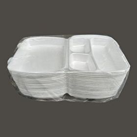 Dagyuce 23 A 20x24 cm 20 Adet Tek Kullanımlık Köpuk 3 Bölmeli Kapaklı Kase Kutu