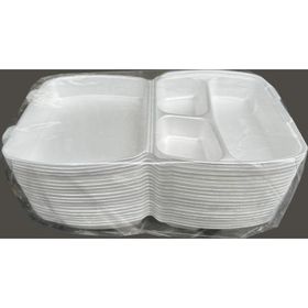 Dagyuce 23 A 20x24 cm 20 Adet Tek Kullanımlık Köpuk 3 Bölmeli Kapaklı Kase Kutu