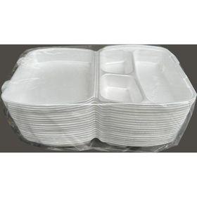 Dagyuce 23 A 20x24 cm 20 Adet Tek Kullanımlık Köpuk 3 Bölmeli Kapaklı Kase Kutu