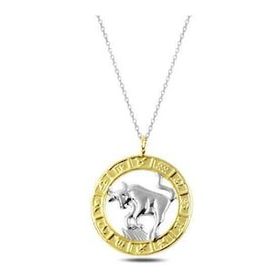 Daha Yok Mu 925 Ayar Gümüş Gold Boğa Burcu Kadın Gümüş Kolye