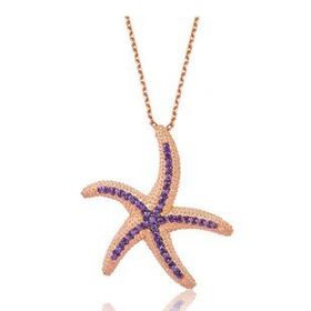 Daha Yok Mu 925 Ayar Gümüş Mor Deniz Yıldızı Kadın Gümüş Kolye