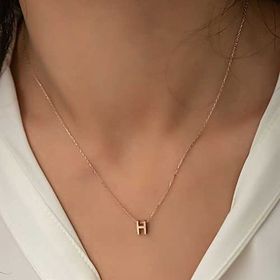 Daha Yok Mu 925 Ayar Gümüş Rose 3 Boyutlu H Harf Kadın Gümüş Kolye