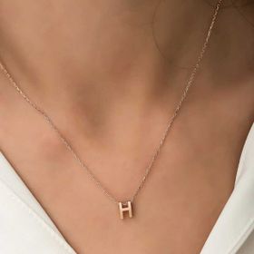 Daha Yok Mu 925 Ayar Gümüş Rose 3 Boyutlu H Harf Kadın Gümüş Kolye